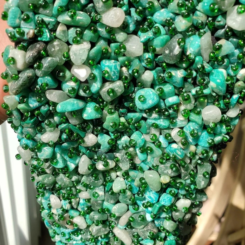 Green Malachite Jade Quartz Heavy Stone Boho Western Belt Women's Size S/M 6 8